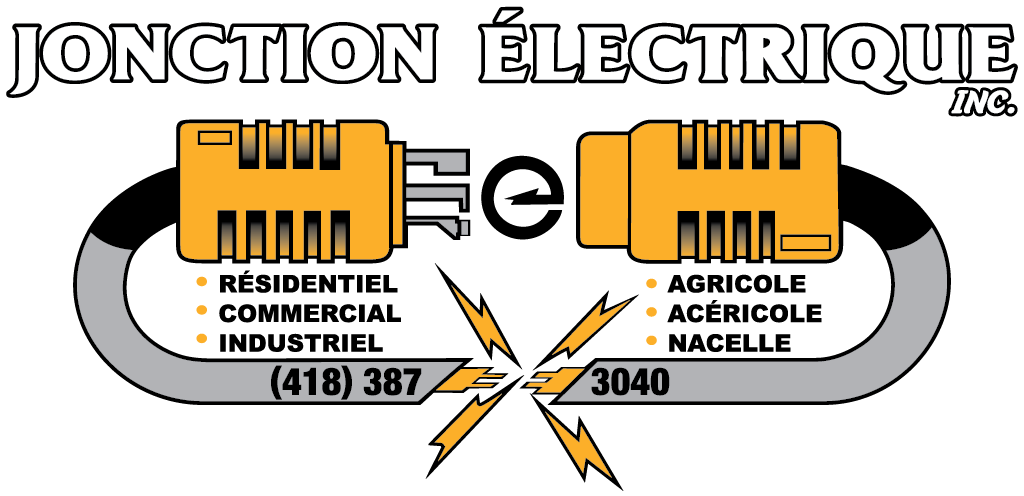 Logo de Jonction Électrique avec connecteurs et services listés.